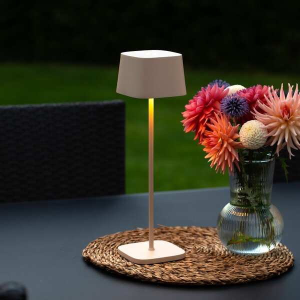 Konstsmide Lampa de masă cu LED și baterie reîncărcabilă Capri, înălțime 36 cm, culoare, reglabil, Bej, Camera de zi / sufragerie, Metal, Modern