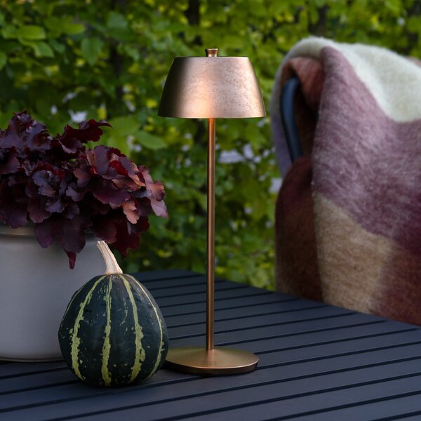 Konstsmide Lampa de masă cu LED și baterie Eze, cupru mat, 32 cm, IP54, USB, reglabil, Cupru, Camera de zi / sufragerie, Aluminiu, Modern