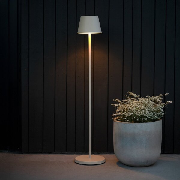 Konstsmide Lampadar LED cu baterie Pomezia, culoare nisip, 124 cm, IP54, USB, reglabil, Bej, Camera de zi / sufragerie, Aluminiu, Modern