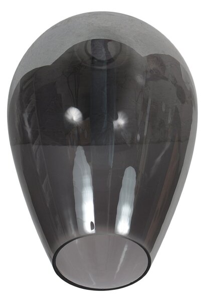 Mexlite Lampa de masă Bloeba, negru/gri fumuriu, Ø 22 cm, sticlă în formă picătură, Gri, Camera de zi / sufragerie, Sticlă