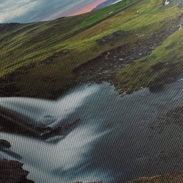 Tablou - Kirkjufell la apus (cu ceas) (90x30 cm)