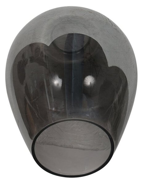 Mexlite Lampa de masă Bloeba, negru/gri fum, Ø 15 cm, sticlă în formă picătură, Gri, Camera de zi / sufragerie, Sticlă