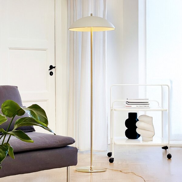 Dyberg Larsen Lampadar Globus, înălțime 150 cm, bej/alamă, Auriu / Alamă, Camera de zi / sufragerie, Metal, Scandinavă