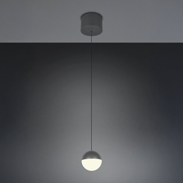 Reality Leuchten Lampă suspendată LED Senta, antracit, Ø 10 cm, 3.000 K, 1 bec., Negru, Camera de zi / sufragerie, Plastic, Modern, glob