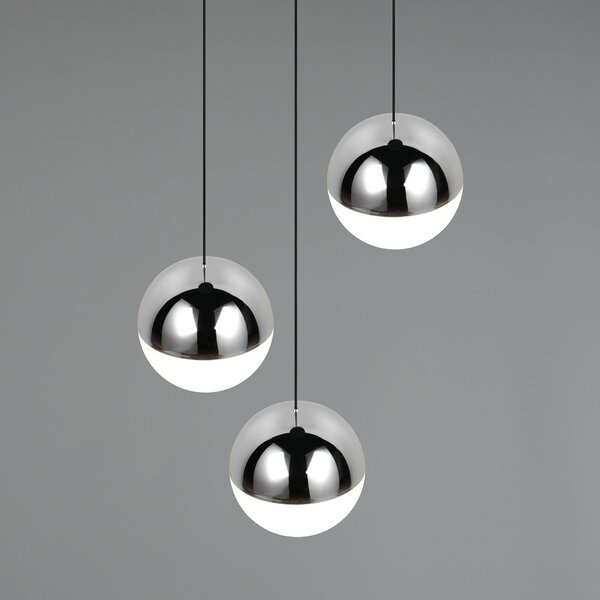 Reality Leuchten Lampă suspendată LED Senta, culoare crom, Ø 25 cm, 4 becuri, 4.000 K., Metalic, Camera de zi / sufragerie, Plastic, Modern, glob
