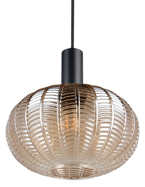 Reality Leuchten Lampă suspendată Elvezia, chihlimbar, Ø 26 cm, sticlă, E27, reglabil, Bej, Camera de zi / sufragerie, Sticlă