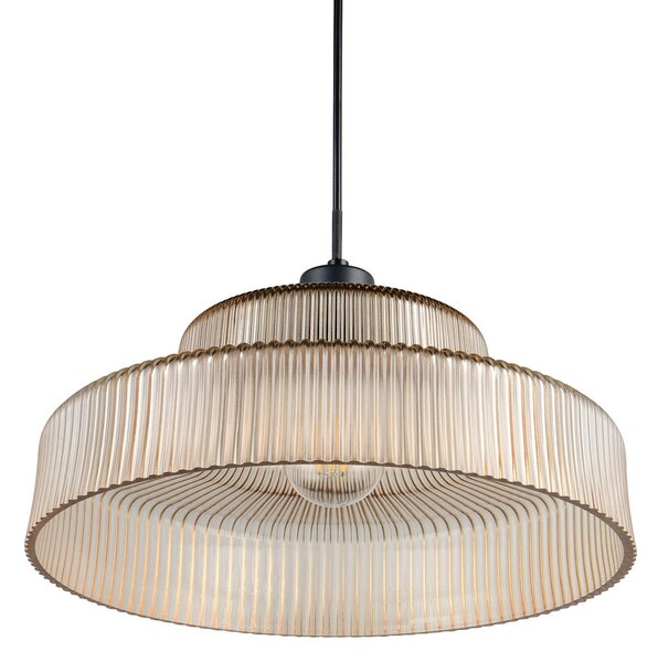 Reality Leuchten Lampă suspendată Abella, chihlimbar, Ø 35 cm, sticlă, E27, reglabil, Bej, Camera de zi / sufragerie, Sticlă