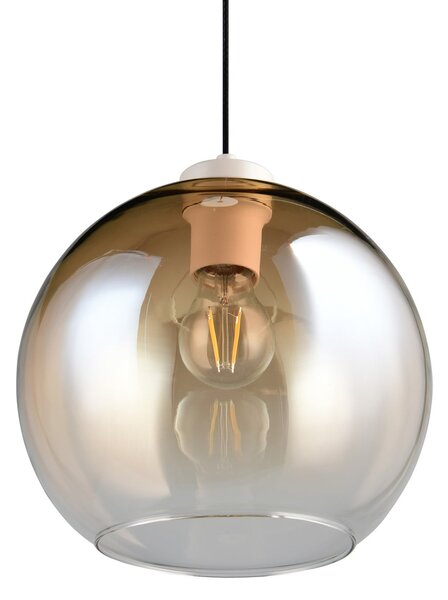 Reality Leuchten Lampă suspendată Liora, chihlimbar, Ø 25 cm, sticlă, E27, reglabil, Bej, Camera de zi / sufragerie, Sticlă, Modern, glob