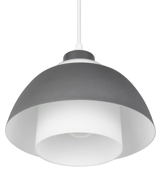 Reality Leuchten Lampă suspendată Tilos, antracit, Ø 23 cm, metal/sticlă, E27, reglabil, Negru, Camera de zi / sufragerie, Metal, Modern