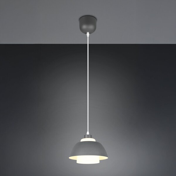 Reality Leuchten Lampă suspendată Tilos, antracit, Ø 23 cm, metal/sticlă, E27, reglabil, Negru, Camera de zi / sufragerie, Metal, Modern