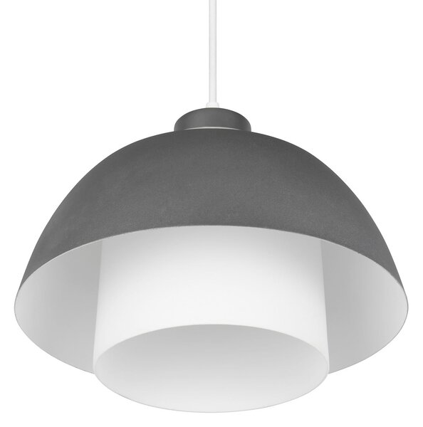 Reality Leuchten Lampă suspendată Tilos, antracit, Ø 30 cm, metal/sticlă, E27, reglabil, Negru, Camera de zi / sufragerie, Metal, Modern