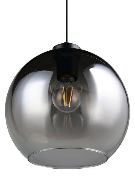 Reality Leuchten Lampă suspendată Liora, gri fumuriu, Ø 25 cm, sticlă, E27, reglabil, Gri, Camera de zi / sufragerie, Sticlă, Modern, glob