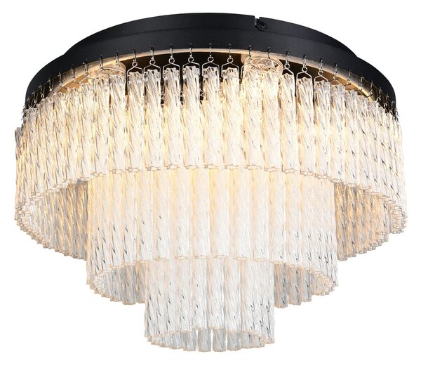 Reality Leuchten Plafonieră LED Vono, negru/transparent, Ø 40 cm, CCT, telecomandă RGB, reglabil, Negru, Camera de zi / sufragerie, Metal