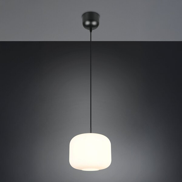 Reality Leuchten Lampă suspendată Signe, Ø 25 cm, albă, sticlă, E27, reglabil, Alb, Camera de zi / sufragerie, Metal, Modern