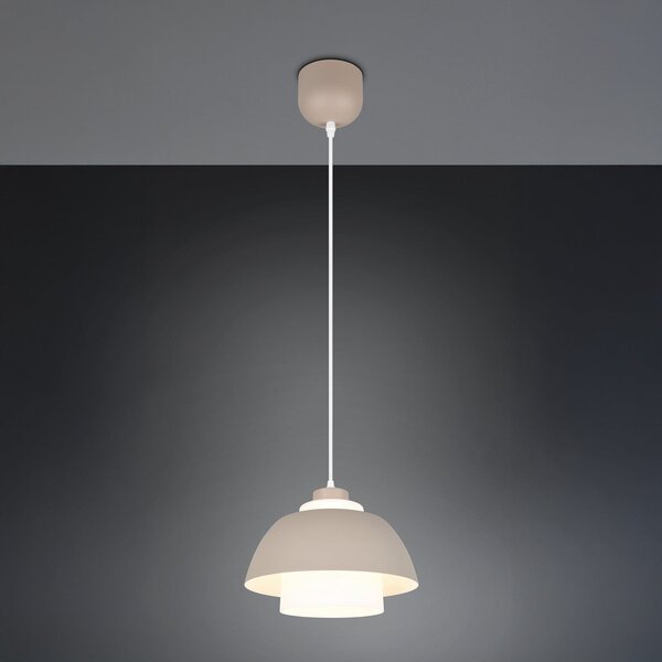 Reality Leuchten Lampă suspendată Tilos, bej, Ø 30 cm, metal/sticlă, E27, reglabil, Bej, Camera de zi / sufragerie, Metal, Modern