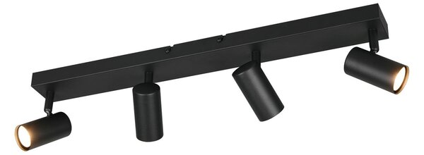 Reality Leuchten Spot Taryn, negru mat, lungime 62 cm, 4 becuri, GU10, reglabil, Negru, Camera de zi / sufragerie, Metal, Modern, Plafon semicircular cu spațiere