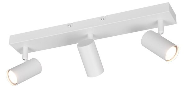 Reality Leuchten Spot Taryn, alb mat, lungime 45 cm, 3 becuri, GU10, reglabil, Alb, Camera de zi / sufragerie, Metal, Modern, Plafon semicircular cu spațiere