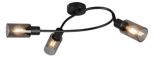 Reality Leuchten Spot Mars, lungime 45 cm, negru mat, 3 becuri, metal E14, reglabil, Negru, Camera de zi / sufragerie, Metal, Modern, Plafon semicircular cu spațiere
