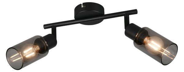 Reality Leuchten Spot Mars, lungime 48 cm, negru mat, 2 becuri, metal E14, reglabil, Negru, Camera de zi / sufragerie, Metal, Modern, Plafon semicircular cu spațiere