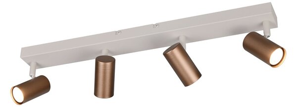 Reality Leuchten Spot Taryn, maro, lungime 62 cm, 4 becuri, GU10, reglabil, Maro / Rugină, Camera de zi / sufragerie, Metal, Modern, Plafon semicircular cu spațiere
