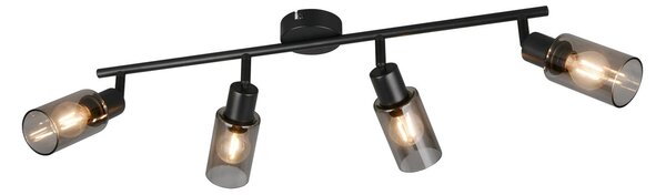 Reality Leuchten Spot Mars, lungime 82 cm, negru mat, 4 becuri, metal E14, reglabil, Negru, Camera de zi / sufragerie, Metal, Modern, Plafon semicircular cu spațiere
