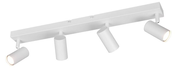 Reality Leuchten Spot Taryn, alb mat, lungime 62 cm, 4 becuri, GU10, reglabil, Alb, Camera de zi / sufragerie, Metal, Modern, Plafon semicircular cu spațiere