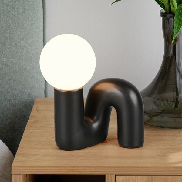 Reality Leuchten Lampa de masă Quinn, negru, înălțime 22 cm, ceramică/sticlă, G9, Negru, Camera de zi / sufragerie, Ceramică, Viața tânără