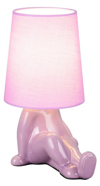 Reality Leuchten Lampa de masă Huma, violet, înălțime 25 cm, textil/ceramică, E14, Violet, Camera de zi / sufragerie, Ceramică, Viața tânără