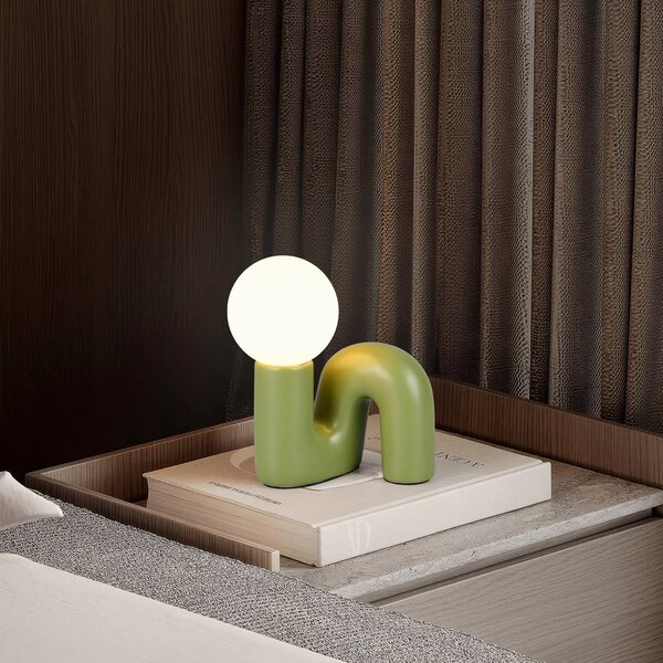 Reality Leuchten Lampa de masă Quinn, verde, înălțime 22 cm, ceramică/sticlă, G9, Verde, Camera de zi / sufragerie, Ceramică, Viața tânără