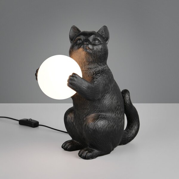 Reality Leuchten Lampa de masă Gatio, negru, înălțime 30 cm, rășină sintetică, G9, Negru, Camera de zi / sufragerie, Plastic, Viața tânără