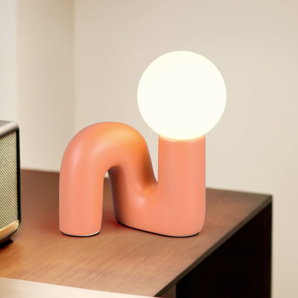 Reality Leuchten Lampa de masă Quinn, portocaliu, înălțime 22 cm, ceramică/sticlă, G9, Portocaliu, Camera de zi / sufragerie, Ceramică, Viața tânără