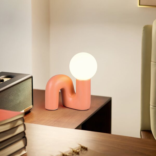 Reality Leuchten Lampa de masă Quinn, portocaliu, înălțime 22 cm, ceramică/sticlă, G9, Portocaliu, Camera de zi / sufragerie, Ceramică, Viața tânără