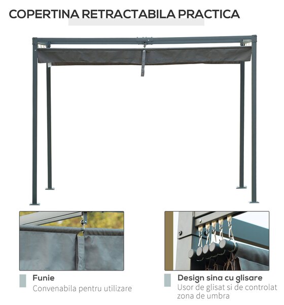 Outsunny Foisor Pergola cu Panza Glisanta pentru Exterior, 298 x 213 x 222 cm | Aosom Romania