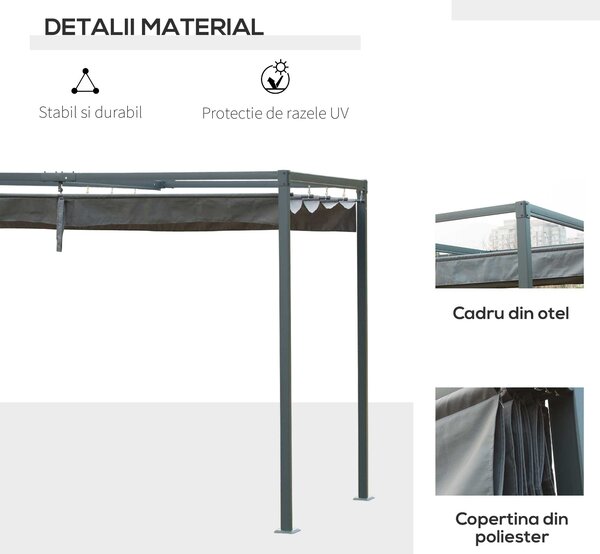 Outsunny Foisor Pergola cu Panza Glisanta pentru Exterior, 298 x 213 x 222 cm | Aosom Romania