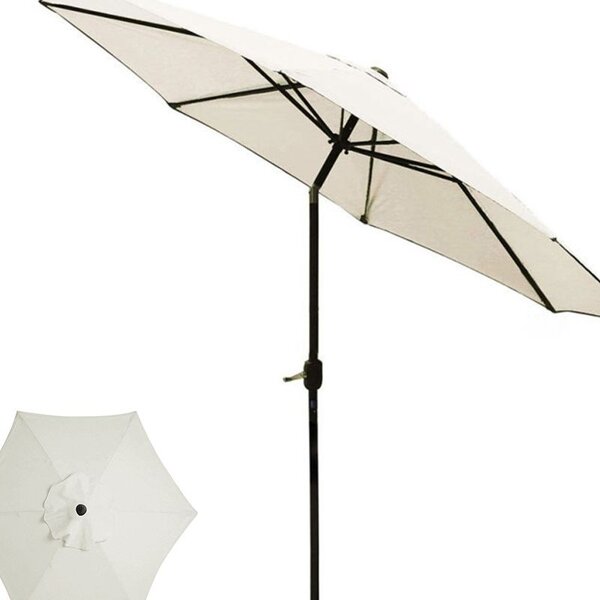 Umbrela de gradina reglabila, diametru 300 cm, suport tip picior, impermeabila, cadru otel, alba