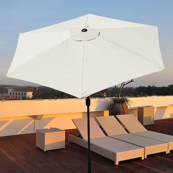Umbrela de gradina reglabila, diametru 300 cm, suport tip picior, impermeabila, cadru otel, alba