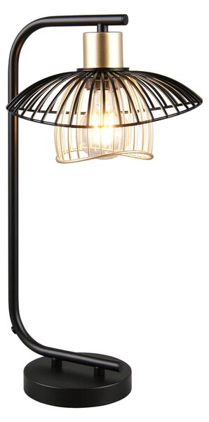 Reality Leuchten Lampa de masă Lauris, negru mat, înălțime 44 cm, metal, E27, Negru, Camera de zi / sufragerie, Metal, Modern