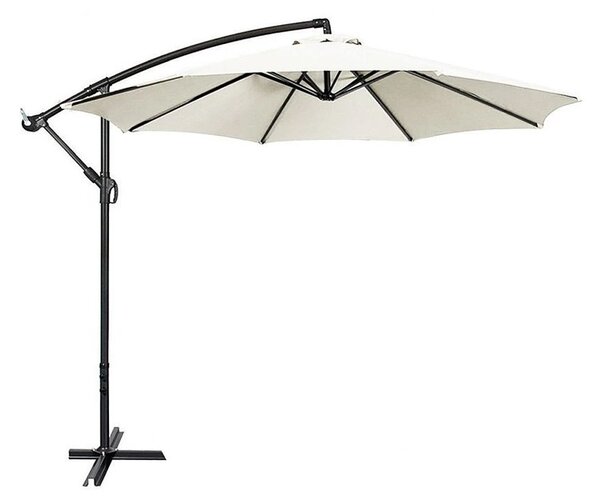 Umbrela de gradina reglabila, diametru 300 cm, suport tip picior, impermeabila, cadru otel, alba