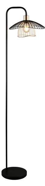 Reality Leuchten Lampadar Lauris, negru mat, înălțime 155 cm, metal, E27, Negru, Camera de zi / sufragerie, Metal, Modern, Proiector suspendat