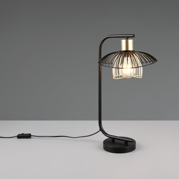 Reality Leuchten Lampa de masă Lauris, negru mat, înălțime 44 cm, metal, E27, Negru, Camera de zi / sufragerie, Metal, Modern