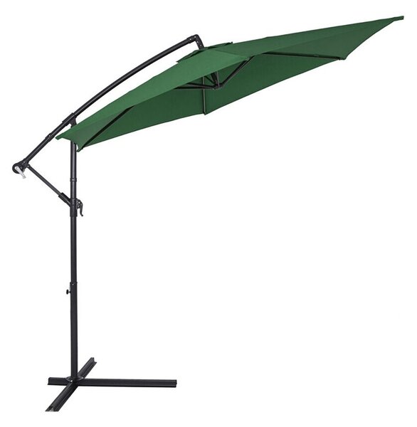 Umbrela de gradina, diametru 300 cm, manivela, reglabila, impermeabila, cadru otel, verde
