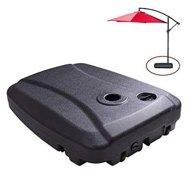 Suport pentru umbrela de gradina, roti transport, dop inchidere, 80x63 cm, negru