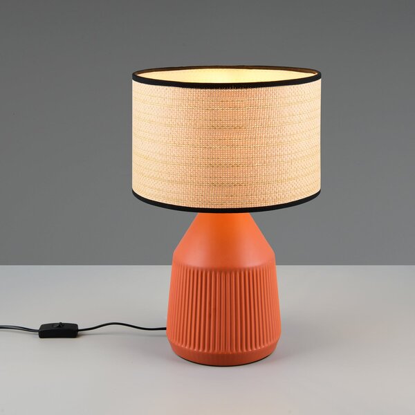 Reality Leuchten Lampa de masă Formentera, teracotă/bej 43 cm ceramică/hârtie, Maro / Rugină, Camera de zi / sufragerie, Ceramică