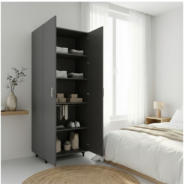 Dulap cu 4 rafturi , Culoare Gri Antracit , H200 x A40 x L80 ,Balamale soft close, PAL 18 mmi Antracit, 200x40x80 ,Balamale soft close, Pal 18 mm