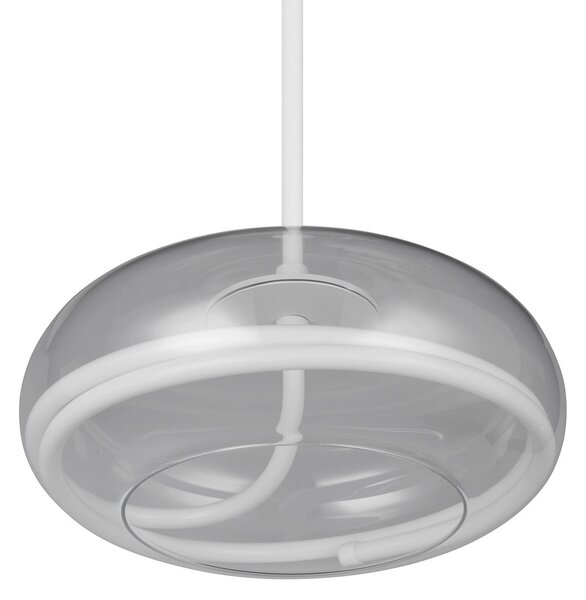 Trio Lighting Lampă suspendată LED Tarsia, alb mat, Ø 40 cm, sticlă, reglabil, Alb, Camera de zi / sufragerie, Sticlă, Modern