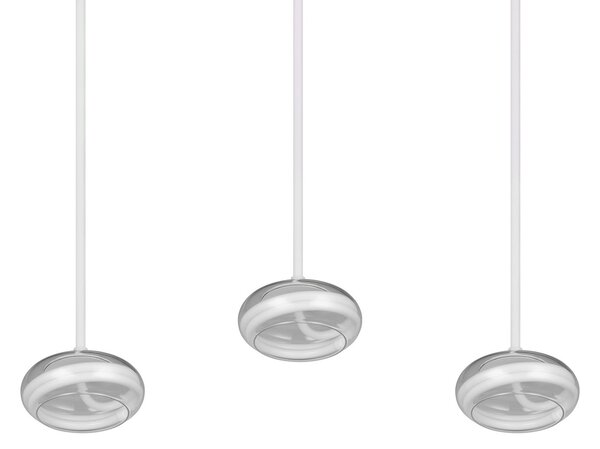Trio Lighting Lampă suspendată LED Tarsia, alb mat, lungime 91 cm, sticlă, 3 becuri., reglabil, Alb, Camera de zi / sufragerie, Sticlă, Modern