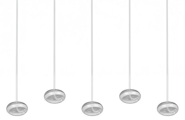 Trio Lighting Lampă suspendată LED Tarsia, alb mat, lungime 161 cm, sticlă, 5 becuri., reglabil, Alb, Camera de zi / sufragerie, Sticlă, Modern