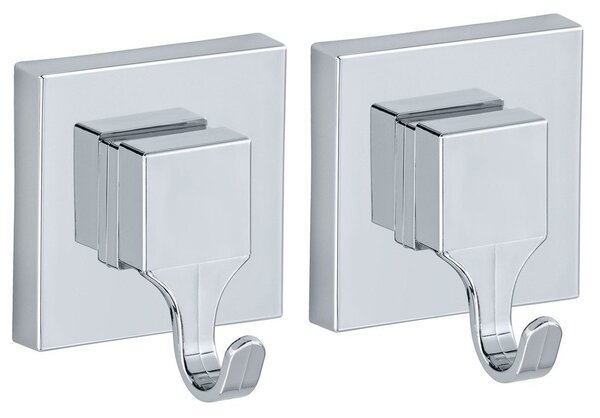 Set cuier, Wenko Quadro Vacuum-Loc, 2 bucati, Metal, Alb
