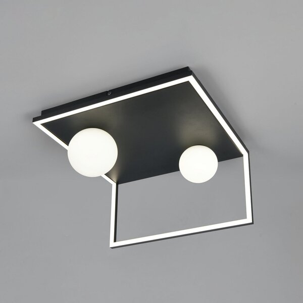 Trio Lighting Plafonieră LED Arola, negru mat, lățime 37 cm, metal, reglabil, Negru, Camera de zi / sufragerie, Metal, Modern