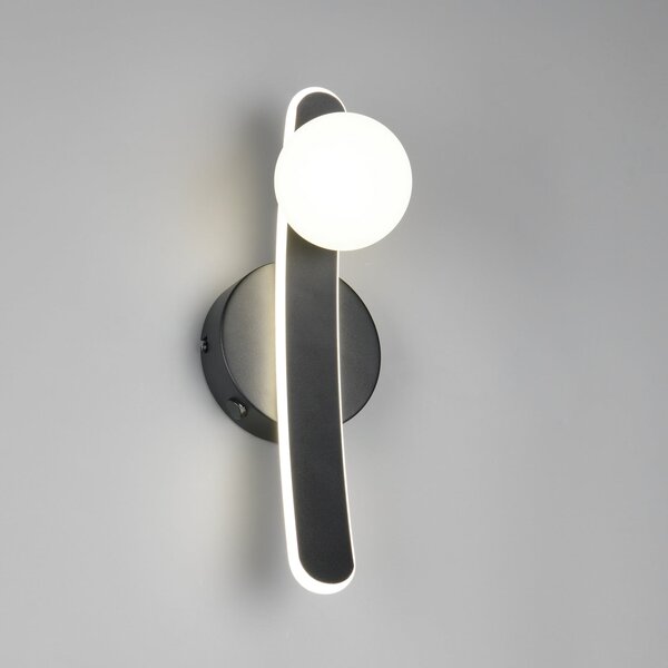 Trio Lighting Aplică de perete Napoli, negru mat, înălțime 34 cm, metal CCT, reglabil, Negru, Camera de zi / sufragerie, Metal, Modern